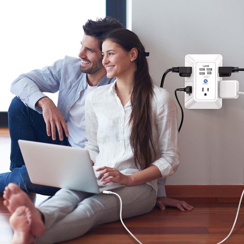 5 Outlet Extender Surge Protector Multi Plug Wall Adapter USB Charger Ports with - Picture 3 of 7