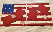Handmade 2 12"x12" Premade Scrapbook Pages Layout 4th Of July