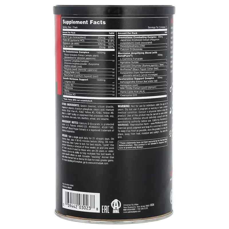 2x UNIVERSAL NUTRITION Animal Stak, Hormone Booster, All-In-1, 21 Pill Packs - image 2 of 4