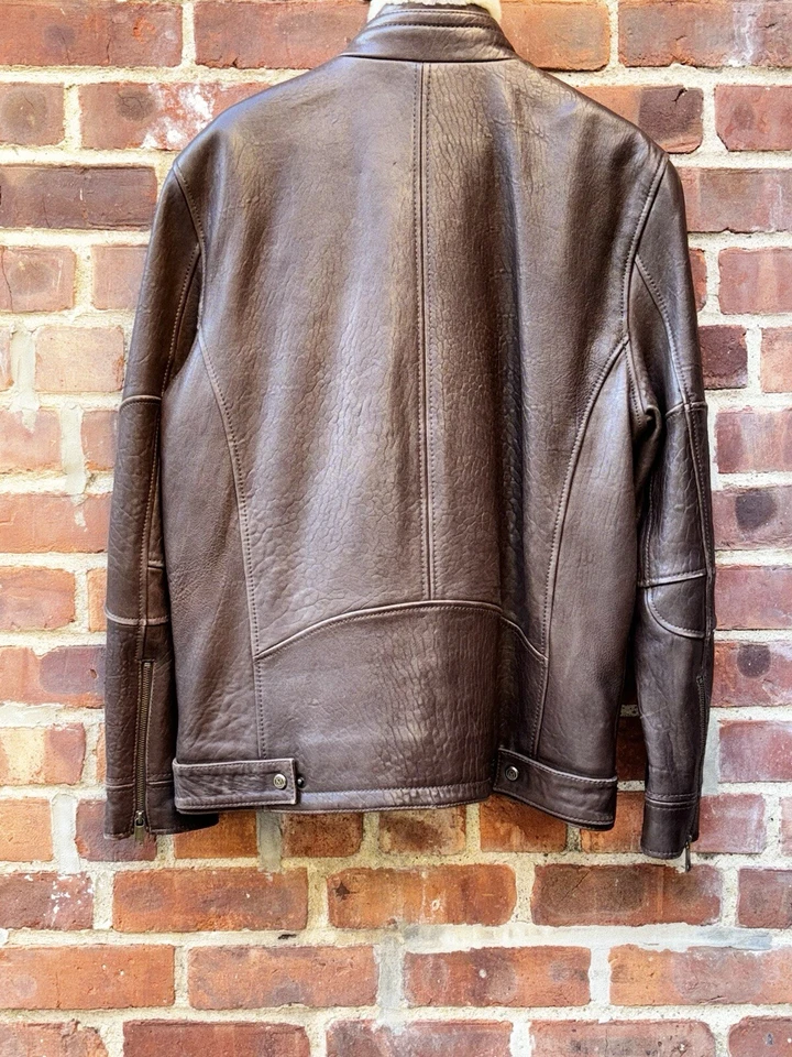 Marc New York Andrew Marc Cuello de piel de oveja desmontable de cuero marrón talla grande Foto 2 de 4