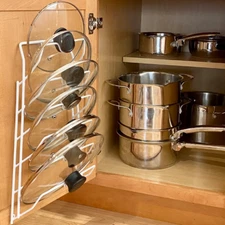 Lid Pot Pan Top STURDY Metal Rack Organizer Holder Kitchen Cabinet Wall Display