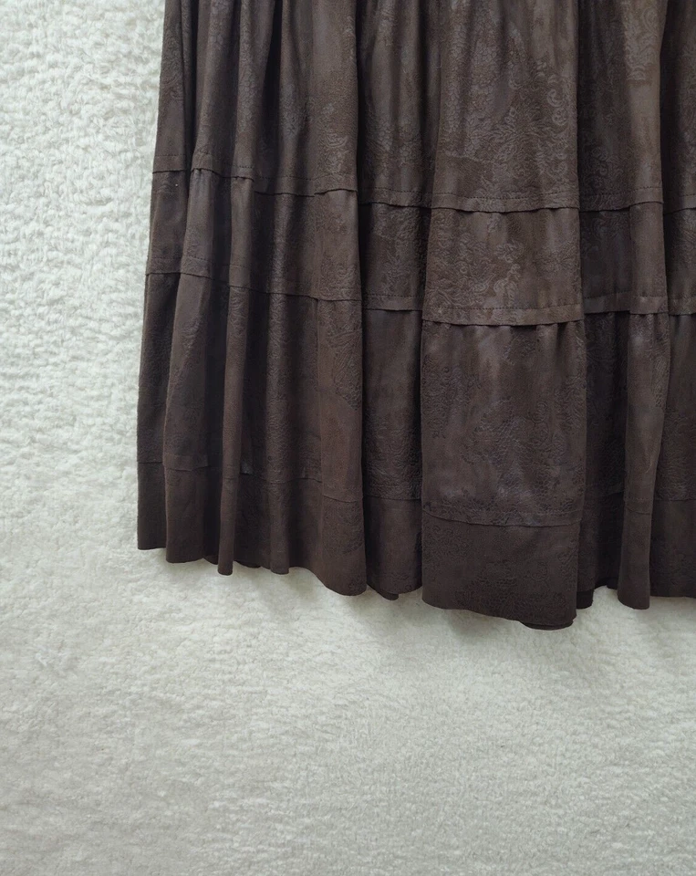 Com Elle женская юбка 2 коричневый напечатано 100% полиэстер оборки обычный крой Midi - Изображение 4 из 4