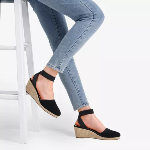 Damenschuhe Espadrilles Keilabsatz elastische Knöchelriemen eng anliegend elegante Schuhe - Bild 35 von 38