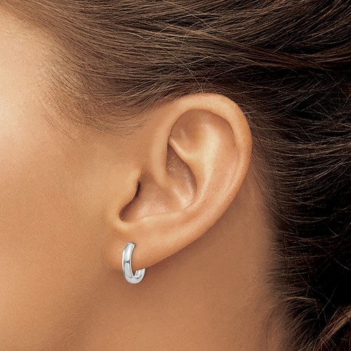 10mm 14K White Gold Hinged Hoop Earrings XY1123 - 第 3/6 張圖片