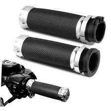 1inch Hand Grips, Cable Throttle Control Handlebar Grips Fit for Harley Chrome