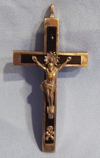 ¿Crucifijo Monja Pectoral De Colección Bronce/Latón? Incrustación de calavera Jesucristo INRI