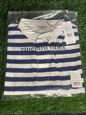 Vineyard Vines Women's Rugby Popover Baltic Stripe White Size Small 3/4 Sleeves