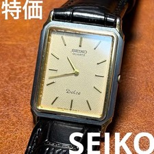 SEIKO DOLCE 9520-5130 Square Tank Rectangular Black Dial Quartz Men's Watch