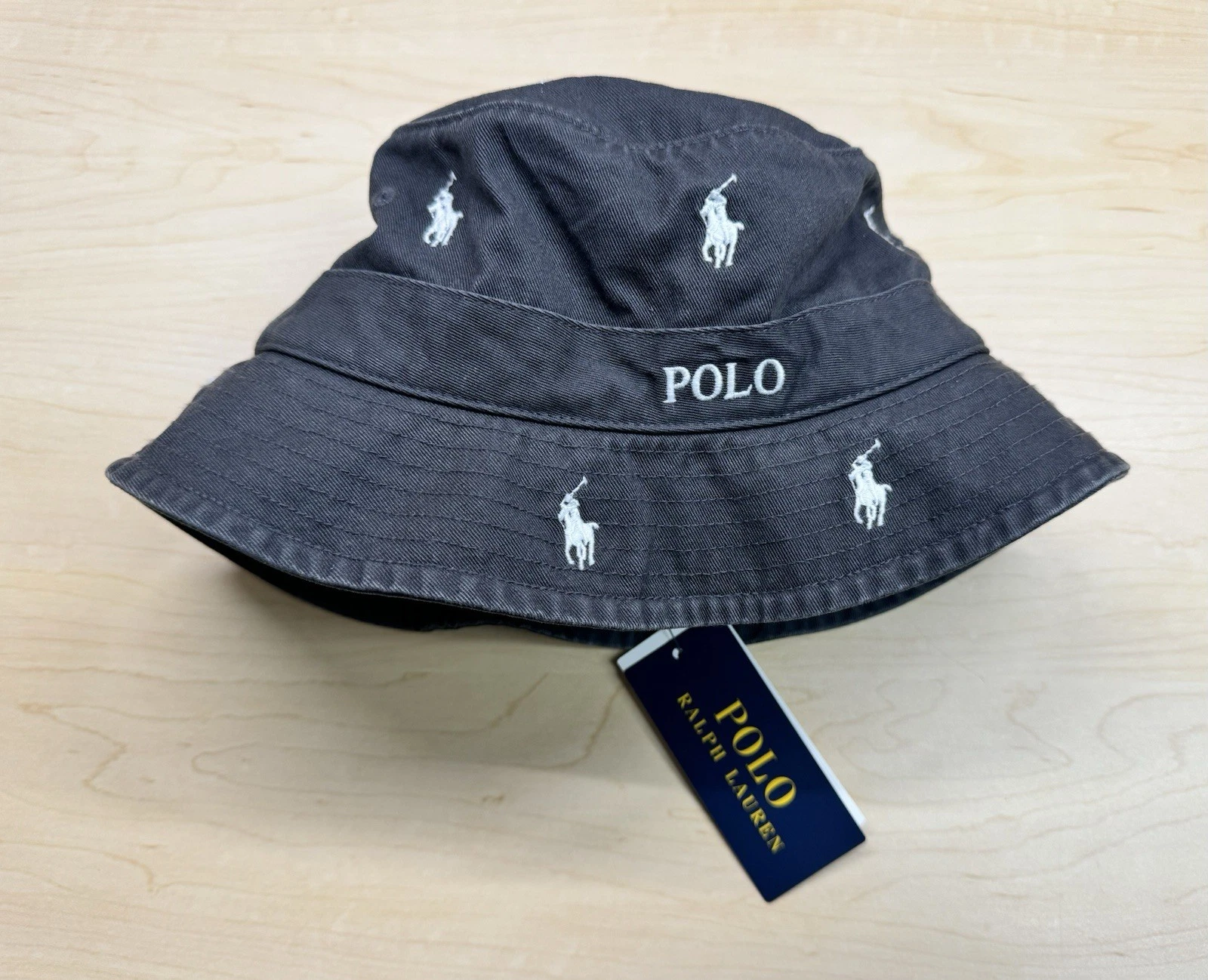 Size L/XL Polo Ralph Lauren Embroidered Pony Bucket Hat Adult Unisex Charcoal
