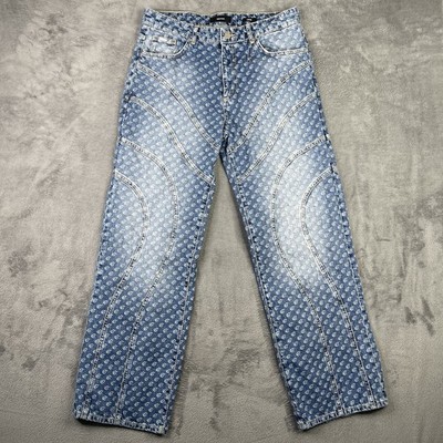 EightyFive 85 Jeans Men 32 Blue Denim Loose Baggy Print Streetwear Germany 3D