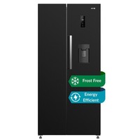 HYE 444 Litre Frost Free American Fridge Freezer Non-Plumbed Water 83cm - Black