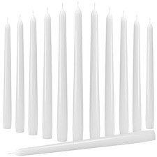 12 PCS 10Inch White Taper Candles Dripless Unscented Paraffin Wax Cotton Wick