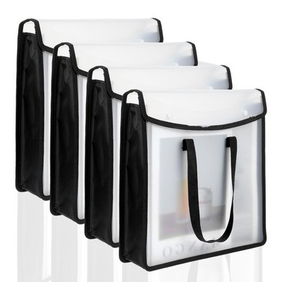 4 Pack Expandable Scrapbook Organizer, Black Folio with Handle for 12x12 inch...