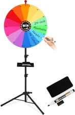 GADFISH 24-inch Spinning Prize Wheel, Ajustable 37"-65" Height Spin Doodle... 
