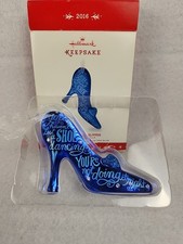 Hallmark 2016 Disney Cinderella's Slipper Glass Christmas Ornament NIB