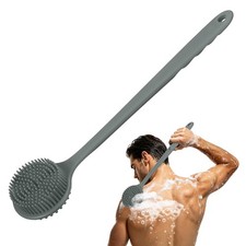 Silicone Back Scrubber, Back Scrubber for Shower Long Handle, Gray