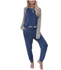 Ekouaer Women's Pajama Set Long-Sleeved Pajama Lounge Jogger Set Large New