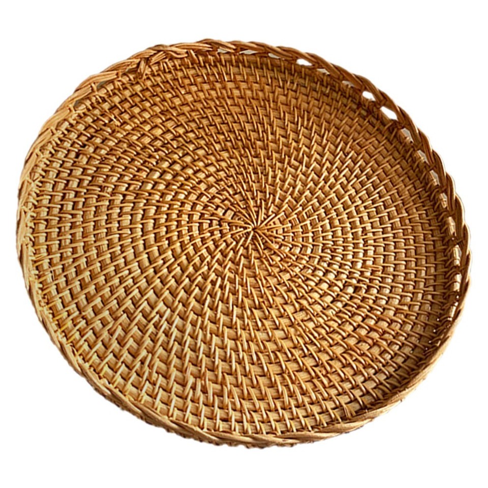Sundronis Rattan Woven Basket Snack Woven Container Sundries Storage Holder Fruit ...