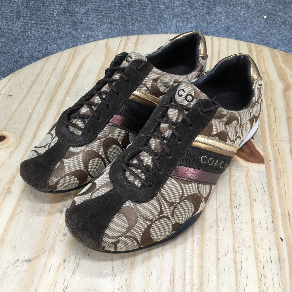 Coach Signature Shoes Womens 9 M Jayme Casual Low Top Sneakers Brown Lace Up - Image 3 of 4