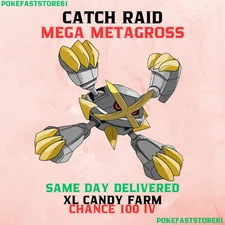 Mega Metagross Pokemon Go Catch Raid✨XL Candy Farm✨Chance 100 iv✨Possible Shiny