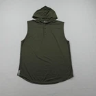 BYLT Hoodie Mens XL Green The Circuit Tank Hooded Henley Sleeveless Shirt Gym