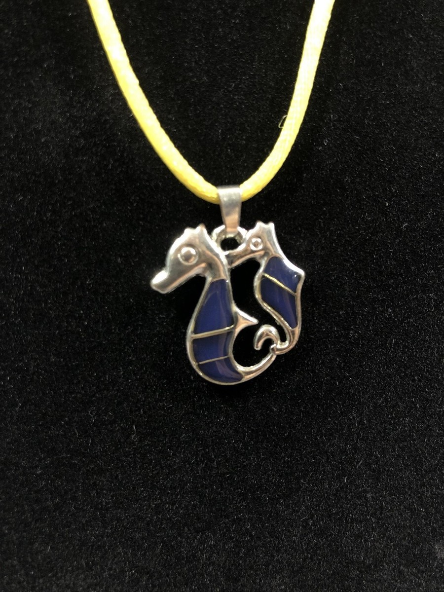 Seahorse Necklace Mood Changing Pendant Ocean Beach Sea Life Green Blue View 4