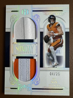 2025 National Treasures Bo Nix Sunday Treasures Prime Jersey Patch 4/25 Broncos
