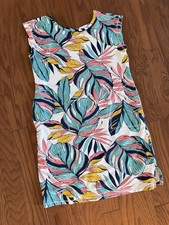 T by Talbots Shift Dress CozyCrush Women Sz S Pockets Tropical Beach White Lotus