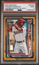 2024 BOWMAN CHROME PROSPECTS GOLD REFRACTOR #BCP52 YOHANDY MORALES 11/50 PSA 9