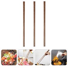 3 Pair Dark Brown Wooden Chopsticks for Kitchen Cooking Reusable Household