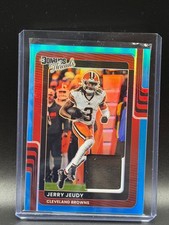 2025 Panini Donruss Optic Jerry Jeudy Threads Jersey Blue Hyper Prizm #DTBH-JJD