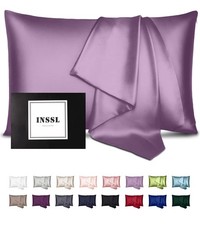 Silk Pillowcase for Women, Mulberry Silk Pillowcase for Hair and Skin and Sta...