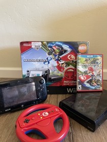 Nintendo Wii U Mario Kart 8 Set Console Bundle GamePad Remote Wheel Tested