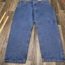 Carhartt Denim Jeans Mens 46x32 Blue Relaxed Fit Tapered Leg B17-DST