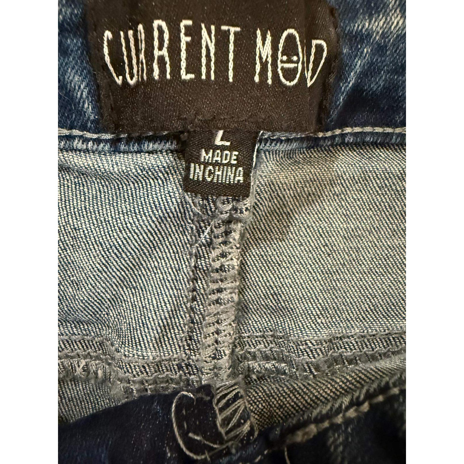 Current Mood Dolls Kill Patchwork Flare Jeans Blu… - image 4