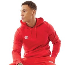 Image of Umbro Mens Hoodie Vermillion Polyester Hoodie Red Size Uk L
