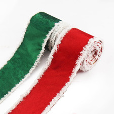 2 Rolls 2.5"  5 Yards Christmas Ribbons for Crafting, Winter Holiday Wired Edg