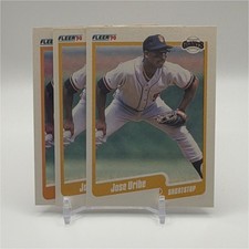 Fleer Jose Uribe Giants MLB Baseball Card Lot (3) #74 1990