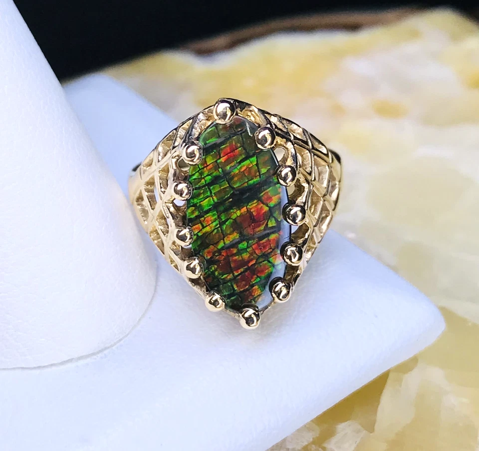 Anillo de ammolita KABANA 10K Estate no es chatarra Foto 2 de 4