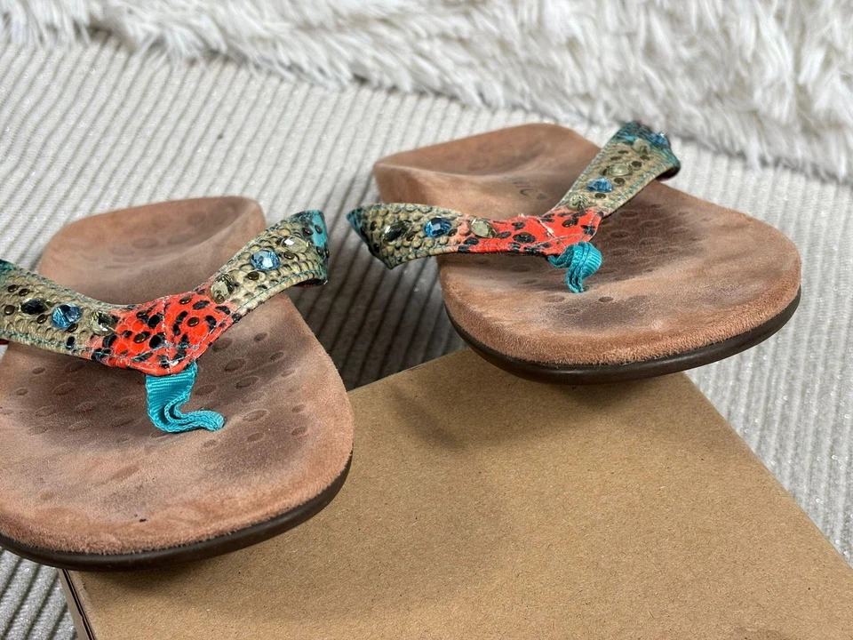 Vionic Shoes Womens Size 8 Multicolor Lucia Snake Thong Sandals Flip Flops - Image 3 of 4