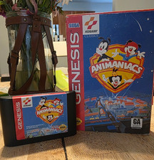 Animaniacs Sega Genesis Cardboard Box & Cart No Manual '94 Konami Tested & Works