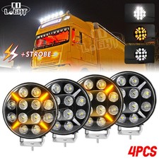2x 9 Round Full Led Driving Spot Light Dual Color Drl Lamp For Heavy Truck 12v
