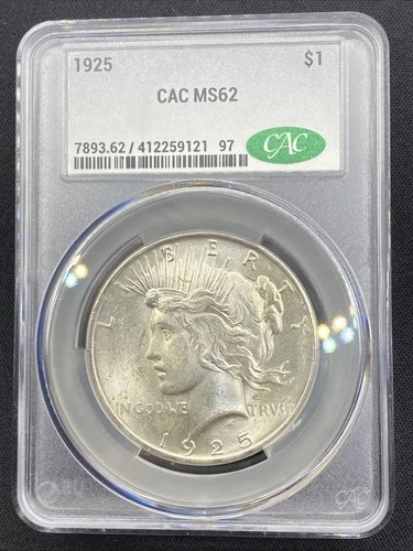 1925 P Peace Silver Dollar $1  CAC  MS62