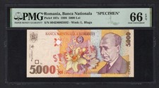 Romania 5000 Lei 1998 P107s  Specimen  Uncirculated Grade 66