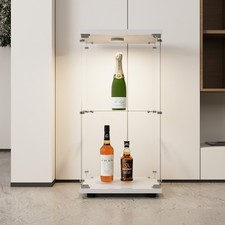 Glasvitrine mit LED Standvitrine 2 Lagen Glas Holz Vitrine Sammlervitrine 1 Tür