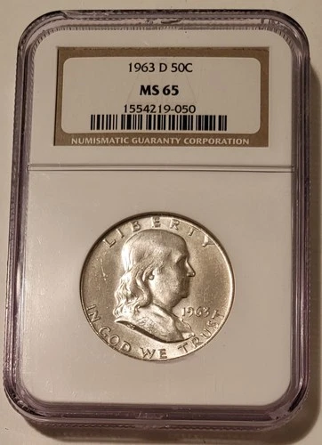 1963 D Franklin Half Dollar Unc MS65 NGC*