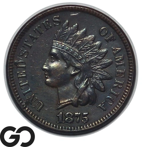 1875 Indian Head Cent Penny Choice AU, Better Date