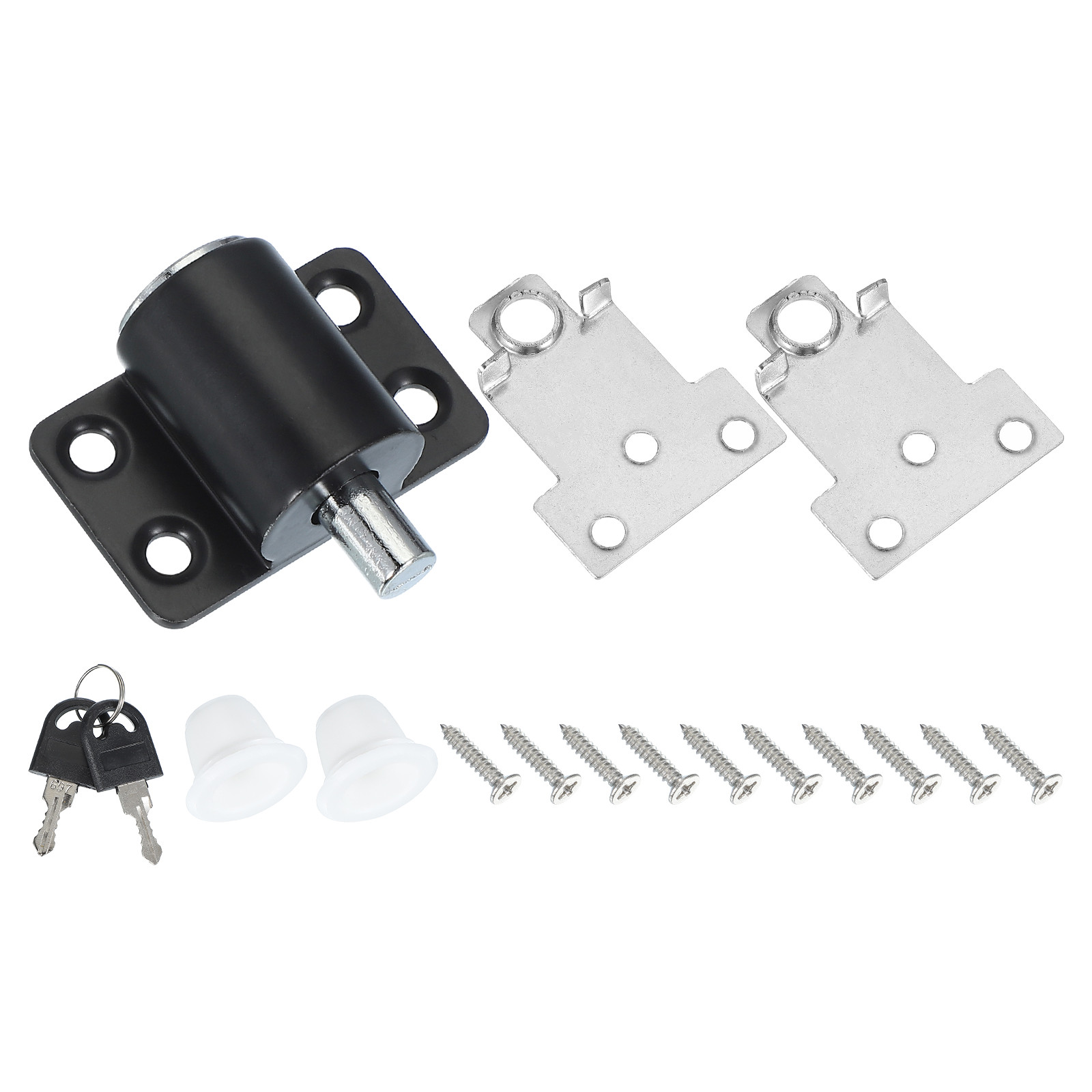 1Set Sliding Window Locks Push-In Window Security Lock with Keys Alike Black
