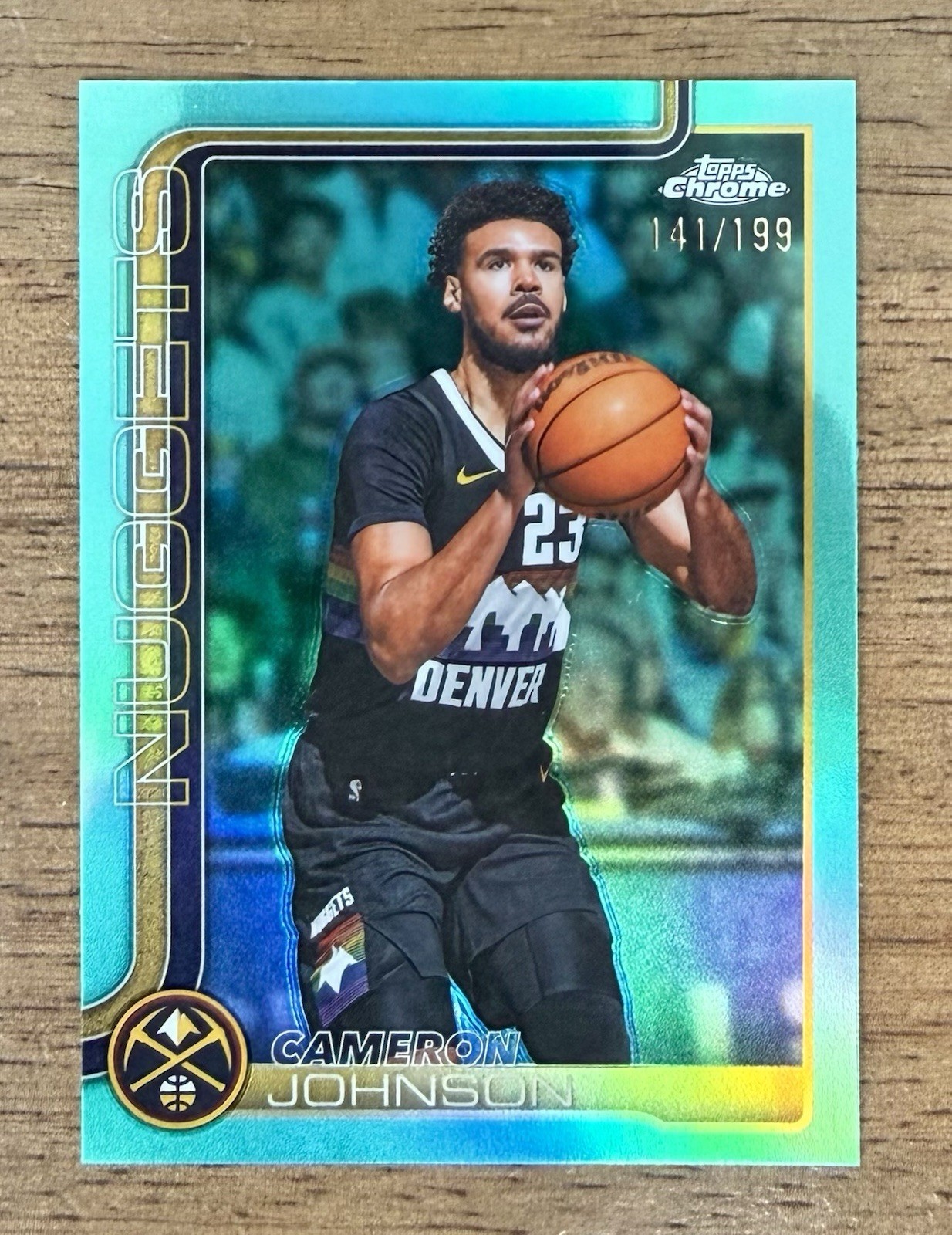 2025-26 Topps Chrome Update Cameron Johnson #69 Aqua Refractor SP /199 Nuggets