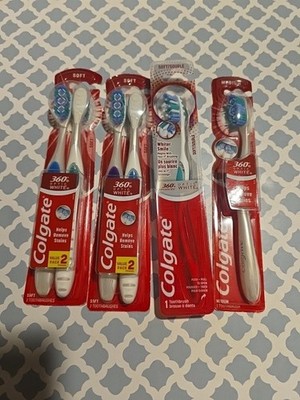 6x Colgate 360 Optic White SOFT MANUAL Toothbrush 